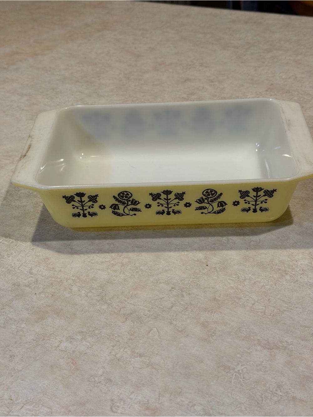 1960 Pyrex Promotional Space Saver Yellow Embroidery Dish